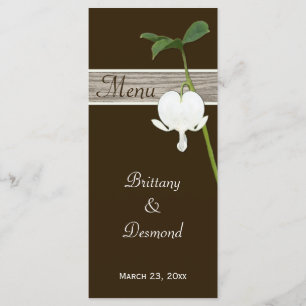 Tarjeta de menú Corazón de sangrado marrón, verde