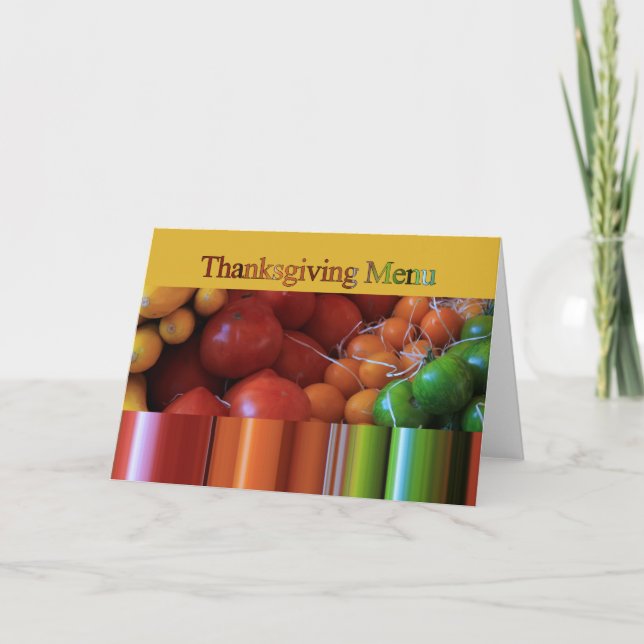 Tarjeta de menú de Acción de Gracias (Anverso)