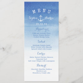 Tarjeta de menú de anclaje náutico de la boda de l