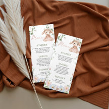 Tarjeta de menú de Baby Shower Some Bunny Baby 4x9