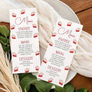 Tarjeta de menú de baby shower Vintage Cherry