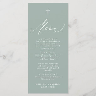 Tarjeta de menú de bautismo de niño de la Cruz Bla