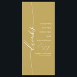 Tarjeta de menú de bebida de boda Fancy Gold 4x9 p<br><div class="desc">Una simple tarjeta de menú de boda con caligrafía chic. Ofrezco un servicio de personalización gratuito,  si tiene alguna pregunta o solicitud especial,  no dude en ponerse en contacto conmigo.</div>