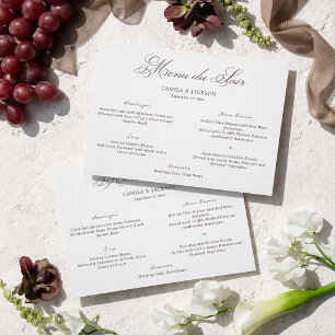Tarjeta de menú de boda blanco y marrón de dinero