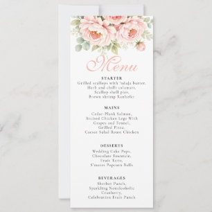 Tarjeta de Menú de Boda Blush Peony