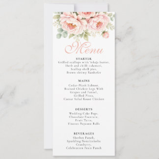 Tarjeta de Menú de Boda Blush Peony