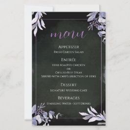 Tarjeta de menú de boda botánico de lavanda
