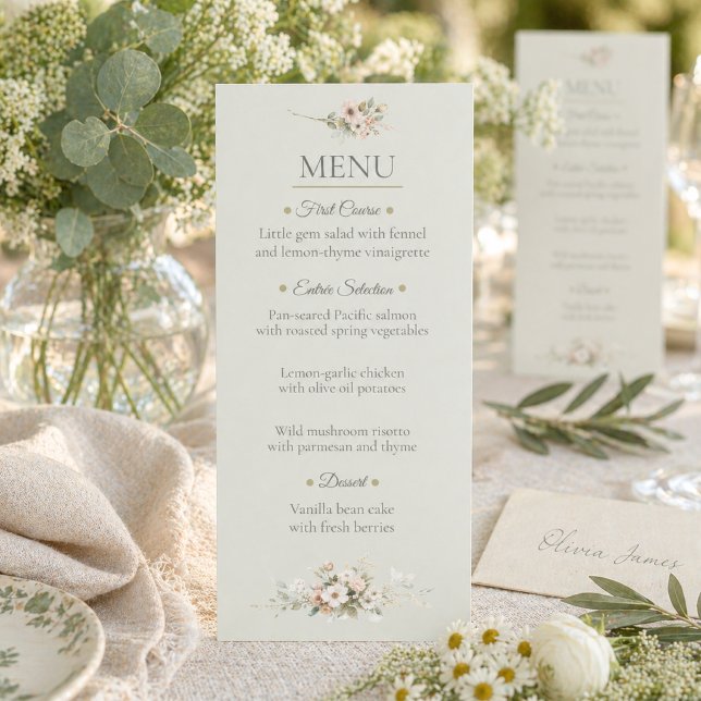 Tarjeta de menú de boda botánico de salvia (Subido por el creador)