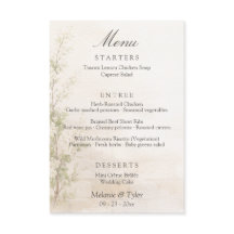 Tarjeta de menú de boda botánico elegante