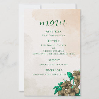 Tarjeta de menú de boda botánico verde