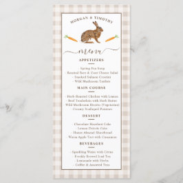 Tarjeta de menú de boda caprichosa de liebre del b