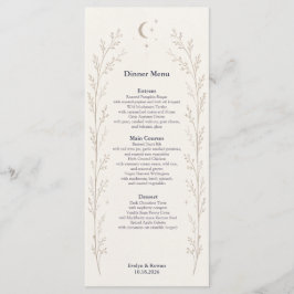 Tarjeta de Menú de Boda Celestial