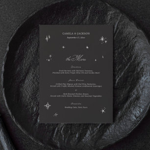 Tarjeta de menú de boda celestial de Halloween neg