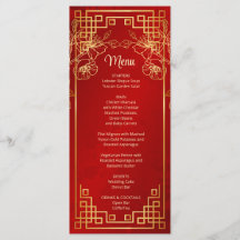 Tarjeta de menú de boda china de flor de cerezo ro