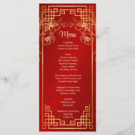 Tarjeta de menú de boda china de flor de cerezo ro