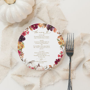 Tarjeta de menú de boda circular con flores de Bor
