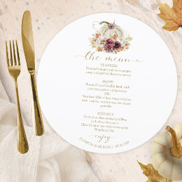 Tarjeta de menú de boda Círculo de calabaza enamor