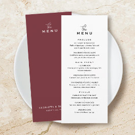 Tarjeta de menú de boda clásico Chic Minimalista R