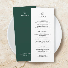 Tarjeta de menú de boda clásico chic minimalista v