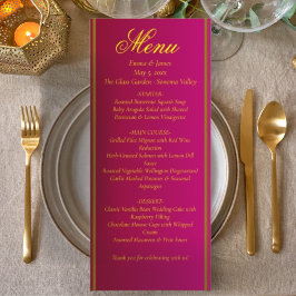 Tarjeta de menú de boda clásico y elegante en rojo