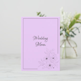 Tarjeta de menú de boda con Anémona sobre Lila Cla