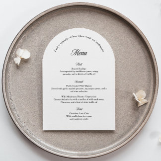 Tarjeta de menú de boda con arco elegante