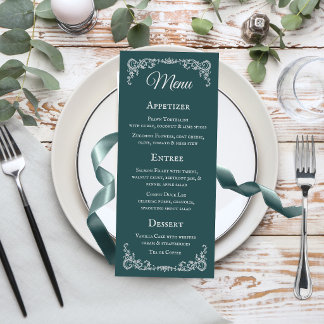 Tarjeta de menú de boda con borde vintage romántic
