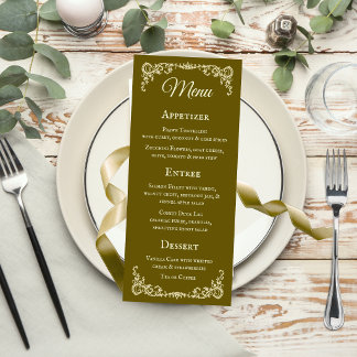 Tarjeta de menú de boda con borde vintage romántic