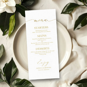 Tarjeta de menú de boda con caligrafía chic 4x9 pa