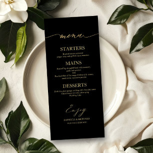 Tarjeta de menú de boda con caligrafía chic 4x9 pa