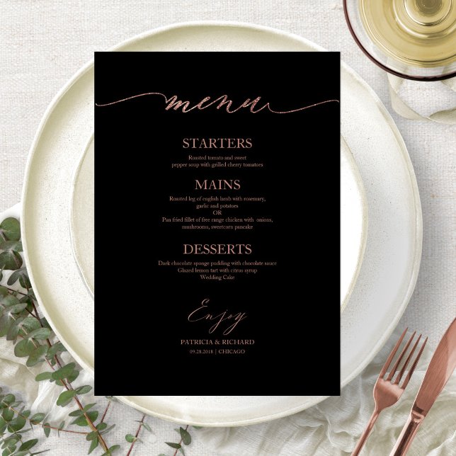 Tarjeta de menú de boda con caligrafía chic para p (Subido por el creador)