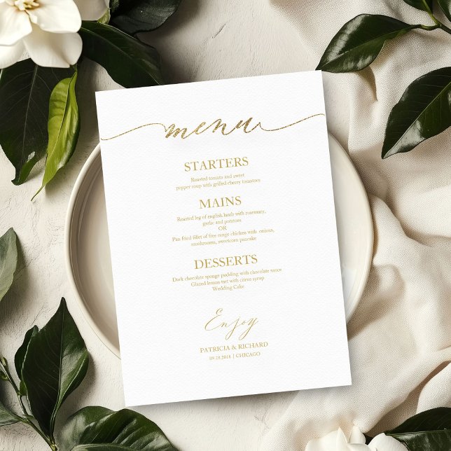 Tarjeta de menú de boda con caligrafía chic para p (Subido por el creador)