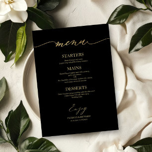 Tarjeta de menú de boda con caligrafía chic para p