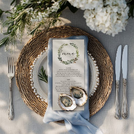 Tarjeta de Menú de Boda con Corona Botánica Acuare