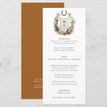 Tarjeta de menú de boda con cresta de país de cact