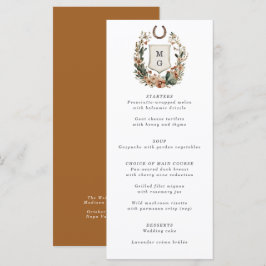 Tarjeta de menú de boda con cresta de país de cact