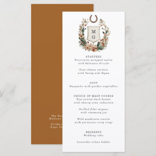 Tarjeta de menú de boda con cresta de país de cact
