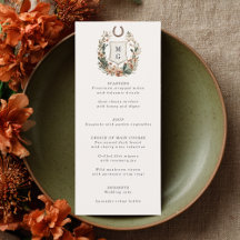 Tarjeta de menú de boda con cresta de país de cact