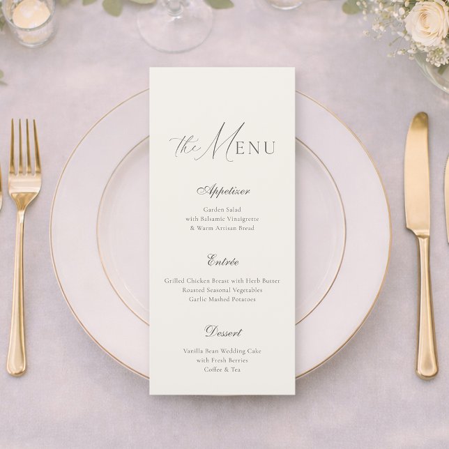 Tarjeta de menú de boda con elegante raya beige ne (Subido por el creador)