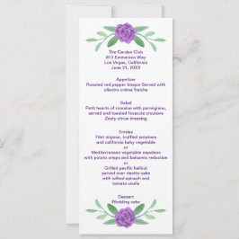 Tarjeta de menú de boda con follaje floral verde p