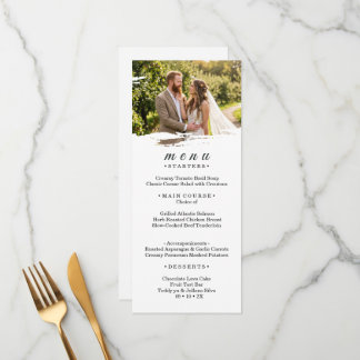 Tarjeta de menú de boda con foto en papel