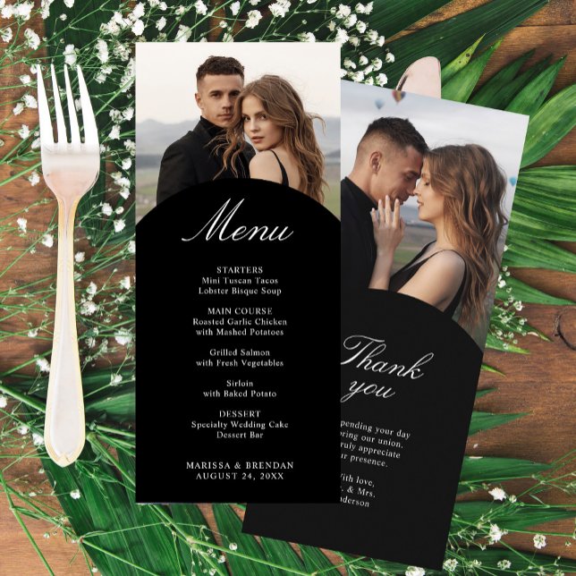 Tarjeta de menú de boda con foto simple y moderna (Subido por el creador)