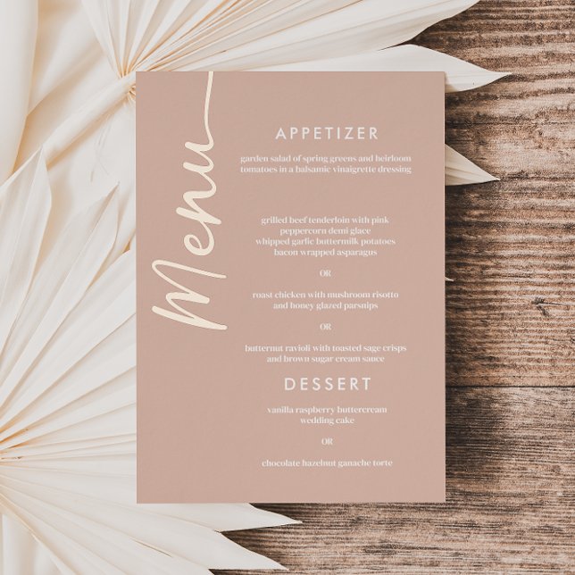 Tarjeta de menú de boda con fuente moderna de pan  (Subido por el creador)