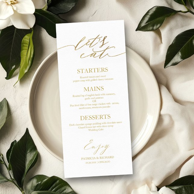 Tarjeta de menú de boda con guión Chic para plato (Subido por el creador)