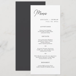 Tarjeta de menú de boda con guión largo minimalist