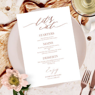 Tarjeta de menú de boda con guión Let's Eat Chic p