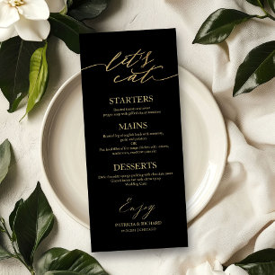 Tarjeta de menú de boda con guión Let's Eat Chic p