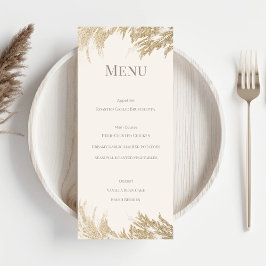 Tarjeta de menú de boda con hierba de Pampas