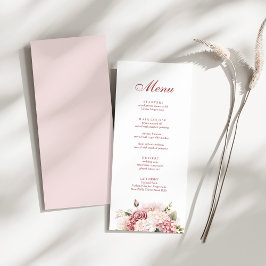 Tarjeta de menú de boda con Hortensia Rosa Polvori