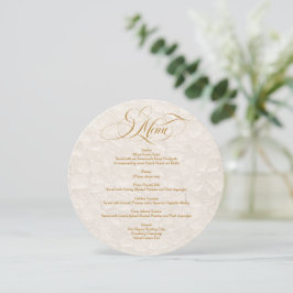Tarjeta de menú de boda con letra cursiva elegante